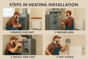 what are the steps in heating installation