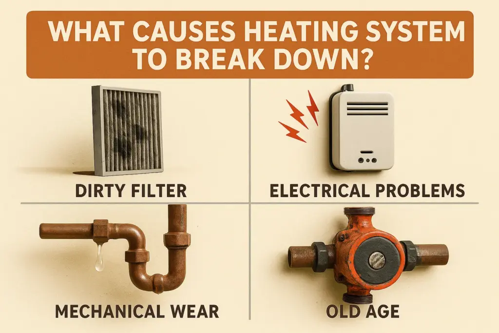what causes heating systems to break down